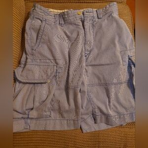 Ralph Lauren Men Cargo Blue&White Striped Shorts100%Cotton, 34' Waist Inseam 9.5
